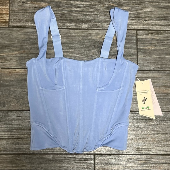 NWT FREE PEOPLE x HAH Knock Out Corset boudoir Top Size XL Blue Periwinkle - Picture 3 of 12